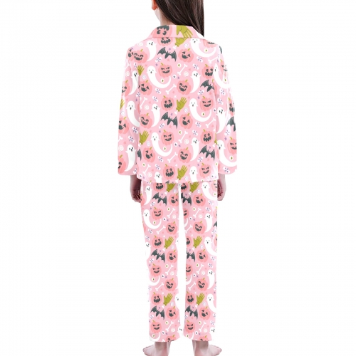Big Girls' V-Neck Long Sleeve Pajama Set (Model Sets 02)